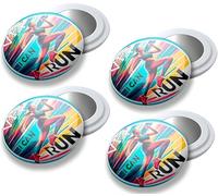 VERY IMPORTANT RUNNER - Pack de 4 Imanes Deportivos con Bolsa Impermeable - Imanes Sujeta Dorsales para Running y Triatlón 18mm - Sujeción Segura Sin Agujeros en la Ropa - Diseño I Can Run