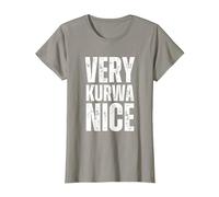 Very Kurwa Nice Polska Polskie Very Nice Camiseta, Mujer, Pizarra, 3XL