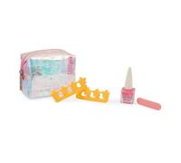 verybella Neceser, efecto iridiscente y cierre de cremallera, incluye esmalte Peel Off rosa, 2 limas y 2 suaves separadas, porta maquillaje de viaje