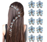 Vesaneae 10 Unidades Pinzas de Pelo, Mini Pinzas para El Pelo de Flores, Mini Pinzas De Metal, Pinzas de Garra de Flores Vintage, Cabello para Fiesta, Pinzas para Cabello Dulces, Hair Clips (Azul)
