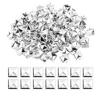 Vesaneae 100 Piezas Remaches Cuadrados, 10 MM remaches de Metal, Remaches de Punta de Cuero Diy, Remaches Cuadrados de Metal, Remaches de Garra para Bolsos, Ropa, Zapatos (Plata)