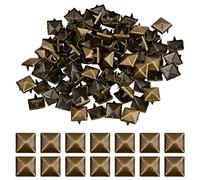 Vesaneae 100 Piezas Remaches Cuadrados, 10 MM remaches de Metal, Remaches de Punta de Cuero Diy, Remaches Cuadrados de Metal, Remaches de Garra para Bolsos, Ropa, Zapatos (Bronce)