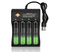 Vesaneae 18650 Cargador de Batería Universal, 4 Ranuras Cargador de Pilas Recargables, Cargador Inteligente, Cargador de Pilas USB para Pilas 18650 18490 18350 17500 16340 14500 21700 26650