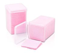 Vesaneae 400PCS Toallitas Libres de Pelusa, Cuadrado Algodón Celuloso Toallitas para Uñas, Almohadillas de Algodón de Limpieza de Uña, Toallitas para Esmalte de Uñas Cara Ojos Labios Removedor(Rosa)