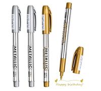 Vesaneae 4PCS Bolígrafos Marcador Metálico,Rotuladores Metálicos de dorado y plateado,Rotuladores Acrílicos Metálicos para Manualidades de Bricolaje