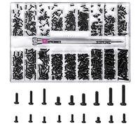 Vesaneae 500 piezas juego de microtornillos, tornillos de preparación para ordenador portátil, tornillos para gafas, tornillos de chapa, surtido con destornillador, tornillos de cabeza redondos