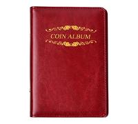Vesaneae Álbum de colección para monedas de 120 bolsillos, carpeta de 2 euros con monedero (color rojo)