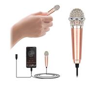 Vesaneae Microfono Mini, Micrófono Dinámico, Micrófono Vocal, Micrófono Karaoke, Micrófono Profesional de Canto para DVD/TV/Audio/Reverberador/Mezclador/Autobús Turístico (Oro Rosa)