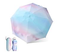 Vesaneae Mini Paraguas con 8 Huesos, Paraguas de Viaje Portátil con bolsa de cápsula, Mini Paraguas del Sol, Paraguas Protección UV, Paraguas Plegables y Compacto Resistencia UV & Impermeable -B