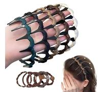 Vesavifaka 5 piezas de diademas en zigzag para mujer, set de cintas para la cabeza estilo retro de cráneo alto, nueva diadema en forma de U con peine dental, accesorios para el cabello vintage para