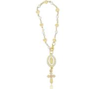 Vesavifaka Colgante de Rosario para Volante, Colgante de Espejo Retrovisor con Virgen María y Cruz, Collar de Corazón de Perlas Decoración Interior de Coche Católica