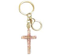 Vesavifaka Dulce Llavero Cruz Cristiana para Mujeres, Accesorios con Diseño Floral, Regalos de Fe, Colgante para Bolso, Llavero para Coche