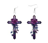 Vesavifaka Ohrringe,Pendientes Góticos Joyería Gótica Colgante de Rosa y Camafeo, Diseño de Flor de Cristal Vintage, Estilo Punk Oscuro, Accesorios de Joyería Mística Victoriana para Mujeres