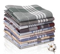 Vesavifaka Pañuelos para caballeros, 12 piezas de algodón, set de pañuelos reutilizables de 100% algodón, 40cm x 40cm con diseño a cuadros para hombres y mujeres
