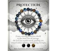 Vesavifaka Pulsera de perlas, Pulsera protectora, Pulsera cristales de poder 8MM - Joyería espiritual elástica Turmalina negra para mujeres hombres Regalo, Amuleto de la suerte Pulsera de yoga de