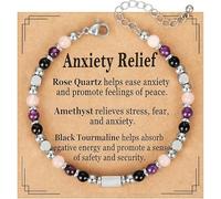 Vesavifaka Pulsera Mujeres Triple Amenaza Protección Pulsera de Cristal de 4mm Mujeres, Regalos para Aliviar la Ansiedad para Mujeres, Yoga Meditación Relajación, Joyería de Piedras Curativas