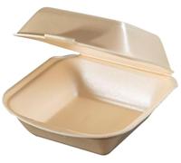Vescel - 500 unidades Contenedor de Comida Desechable con Tapa, Espuma de Poliestireno, Color Amarillo, Recipiente para Llevar, Caja Hamburguesa. (500cc)