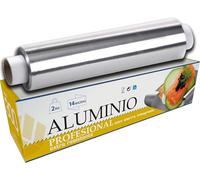 VESCEL-Rollo de Papel Aluminio Industrial 30cm, 14 Micras, 2 kg, Papel Aluminio Profesional con Sierra para Corte, Ideal para Envolver, Asar, Conservar, Estuche con Sierra