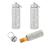 Veseek Chapstick - Llavero con soporte para bálsamo labial, 2 unidades, estuche brillante para lápiz labial, estuche portátil de metal, organizador de palos de metal, bonitos accesorios para mujer