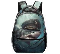 VesFy Tiburón feroz Mochilas Niño Animal Morrals Con Bolsillos Laterales Mochila Colegio Para Colegio Viaje Cámping Mochila Infantil Para Niños One Size