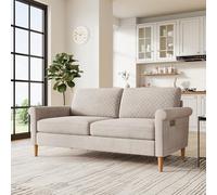 Vesgantti - Sofá de 2 plazas de tejido aterciopelado, 165 cm, estilo moderno escandinavo para salón, apartamento, pequeño espacio, patas de madera maciza, 168 x 88 x 75, color beige