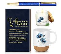 Vesici 4 piezas de regalo para mujeres y hombres, marcador de diferencias, taza, cuaderno, vela, bolígrafo motivacional, regalo de agradecimiento para empleados, voluntarios, paraprofesionales