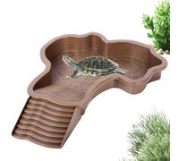 Vesidoloy Plato de Agua para Reptiles con rampa - Piscina de baño de Reptiles con rampa y Toma, decoración de pecera de Paisaje para, Tortuga, dragón Barbudo