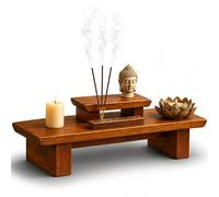 Vesoda Mesa de altar de meditación, 53 x 19 x 15 cm, hecha a mano, santuario Puja, pequeñas mesas para relajación, oración, Alter de meditación de Buda, hecho de madera de mango resistente y duradera