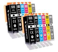 Veson 12 cartuchos de impresora PGI-525 CLI-526 compatibles con Canon 525 526 para Canon MG5150 cartuchos para PIXMA MG5350 MG5250 MG5140 MG5240 IP4950 IP4800 IP4850 IP4900 IP6500 IX65. 50 MX895 MX715