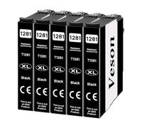 Veson Cartucho T1281 Compatible con Cartuchos Epson T1281XL para Epson Stylus SX125 SX130 SX230 SX235W SX420W SX425W SX430W SX435W SX438W SX440W SX445W BX305F BX305FW (5 Negro)