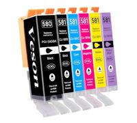 Veson PGI-580 XXL CLI-581 XXL Cartuchos de Tinta Compatible para Canon 580 581 PB para Pixma TS8150 TS8151 TS8152 TS8250 TS8251 TS8252 TS8350 TS8350a TS8351 TS8351a TS8352 TS9150 TS9155, Paquete de 6