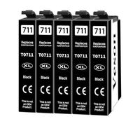 Veson T0711 Cartuchos de Tinta compatibles con Epson T0715 para Epson Stylus D92 D78 SX218 SX410 DX4400 DX7400 DX4050 DX7450 DX8400 DX8450 DX9400F SX400 BX300F, 5 x Negro