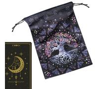 Vesone bolsa de joyería con cordón - Bolsa de tarot con patrón de fase lunar con cordones - Bolsa de cristal portátil para aretes, collares, cubiertas de oráculo, runas, piedras, dados