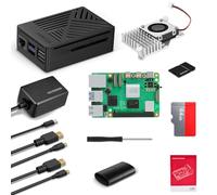 VESONN Raspberry Pi 5 16GB Kit Pi 5 16GB con Tarjeta de 64GB Raspberry Pi 5 Carcasa con Active Cooler Fuente de Alimentación Tipo-C 5.1V 5A GAN 2 HD out Cable Lector Tarjetas Adaptador Destornillador