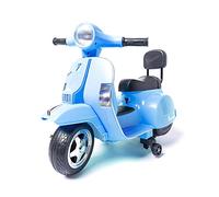 Vespa clásica PX150 Mini Oficial - Azul-Mini Moto eléctrica para niños y niñas, pequeña Moto con batería de 6v, ruedines, Logos, Luces y música