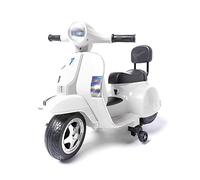 Vespa clásica PX150 Mini Oficial - Blanco- Mini Moto eléctrica para niños y niñas, pequeña Moto con batería de 6v, ruedines, Logos, Luces y música