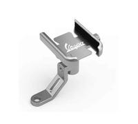 VESPA LX LXV Sprint GTS GTV 50 150 250 300 300i Motorcycle Accessories - Phone GPS Holder & Rearview Mirror Mount (Silver)