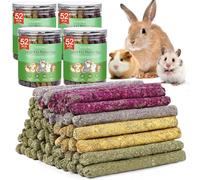 VESPRO 208 palitos masticables de conejo, juguetes de conejillo de indias, palo de dientes molares de hierba timoteo natural, mezcla de flores, rosas, caléndula y no me olvides, golosinas de animales