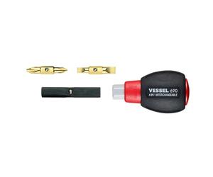 VESSEL Cushion 4-way Stubby Screwdriver [No.TD-110] (Ph No.1/No.2, Slotted 4.5/6) (Japan Import)