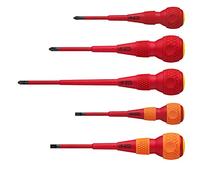 VESSEL Destornillador BALL GRIP VDE (aislados) Pozidrive/Plato, juego de 5 piezas