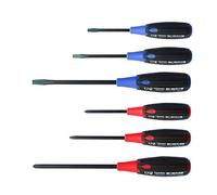 Vessel - Juego de 6 Destornilladores Supercushion, Cabeza Plana y cruciforme compatibles con JIS/ISO/DIN/Asme, Color Negro