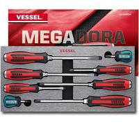 VESSEL Megadora 9308EVA - Juego de destornilladores (8 unidades, espuma EVA/Tang Thru)