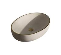 Vessel Vanidad Fregadero Lavabo de cerámica ovalado retro sencillo for baño, 58 x 40 13 cm, for balcón o casa Encimera moderna