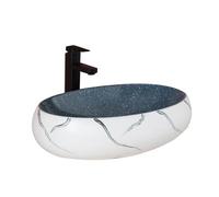 Vessel Vanidad Fregadero Lavabo sobre encimera ovalado de estilo nórdico for baño, cerámica gruesa alta temperatura Encimera moderna