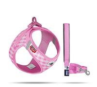 Vest Harness curli Clasp Air-Mesh Pink-Caro 3XS & Leash M