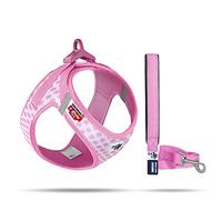 Vest Harness curli Clasp Air-Mesh Pink-Circles 3XS & Leash M