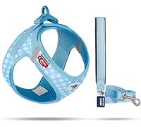 Vest Harness curli Clasp Air-Mesh Skyblue-Circles M & Leash L