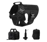 Vest Pet - Juego de arnés y correa de perro de pastor alemán Golden Retriever para perros de todas las razas (juego de 4 piezas negro, M (15-30 kg)