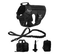 Vest Pet - Juego de arnés y correa de perro de pastor alemán Golden Retriever para perros de todas las razas (juego de 5 piezas negro, M (15-30 kg)