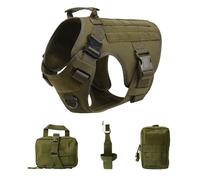 Vest Pet - Juego de arnés y correa de perro de pastor alemán Golden Retriever para todas las razas (juego de 4 piezas verde, XL (40-60 kg)